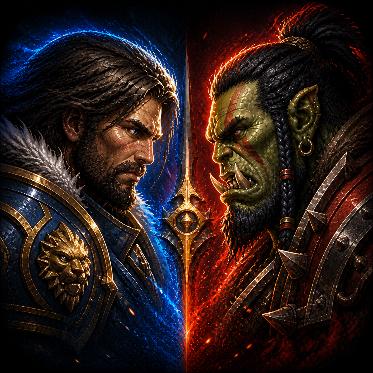Warbound Legions artwork: a human warrior and an orc